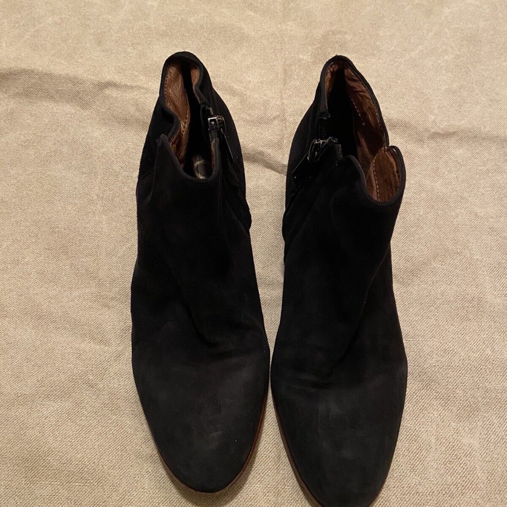 Sam Edelman "Petty" Women Black Suede Leather Ankle Zip Boots Booties Size 6